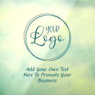 Teal Business Logo Promotional Text Window Cling