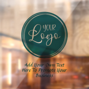 Teal Business Logo with Promo Text Window Cling