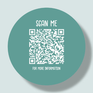 Teal Business QR Code Scannable Classic Round Sticker