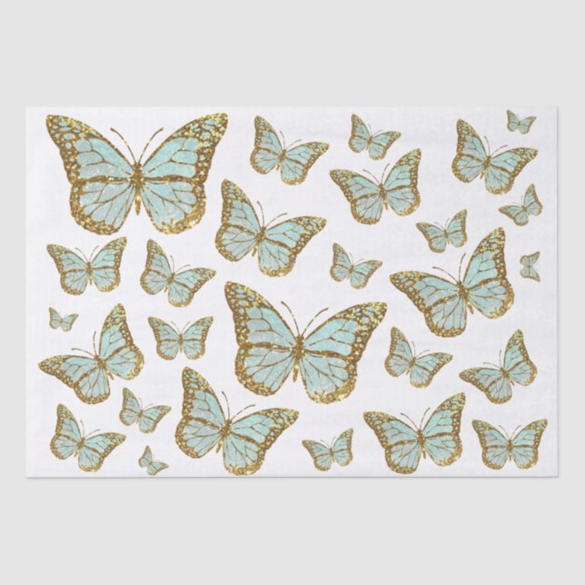 teal butterflies tissue paper (Front)