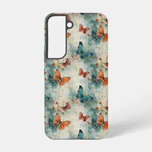 Teal Butterfly English Garden Vintage Floral Samsung Galaxy Case