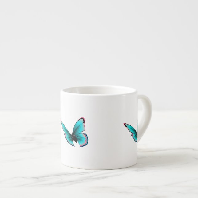 Teal Butterfly Espresso Cup (Front Right)