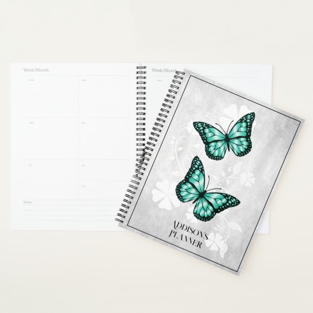 Teal Butterfly Floral Planner (Display)