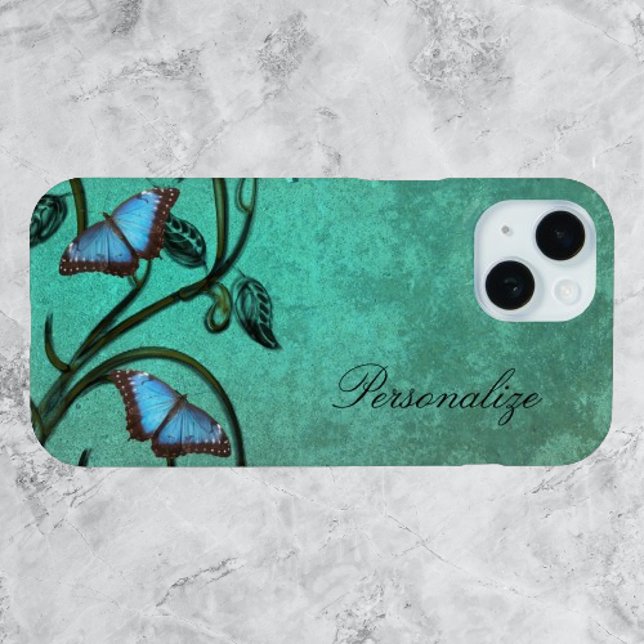 Teal Butterfly Pair Case-Mate iPhone Case (Teal Butterfly Pair Personalized iPhone Case)
