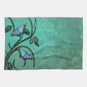 Teal Butterfly Pair Kitchen Towel