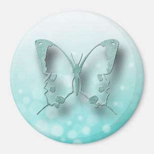 Teal Butterfly Refrigerator or Locker Magnet