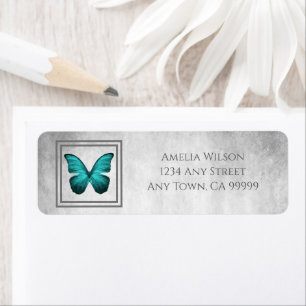 Teal Butterfly Return Address Label