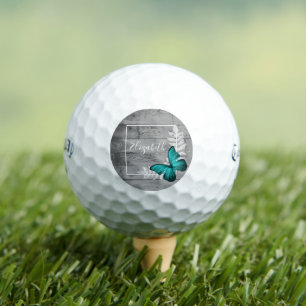 Teal Butterfly Rustic Golf Balls