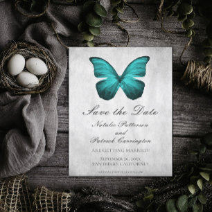 Teal Butterfly Save the Date Invite