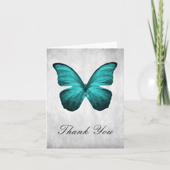Teal Butterfly Thank You Card (Front)