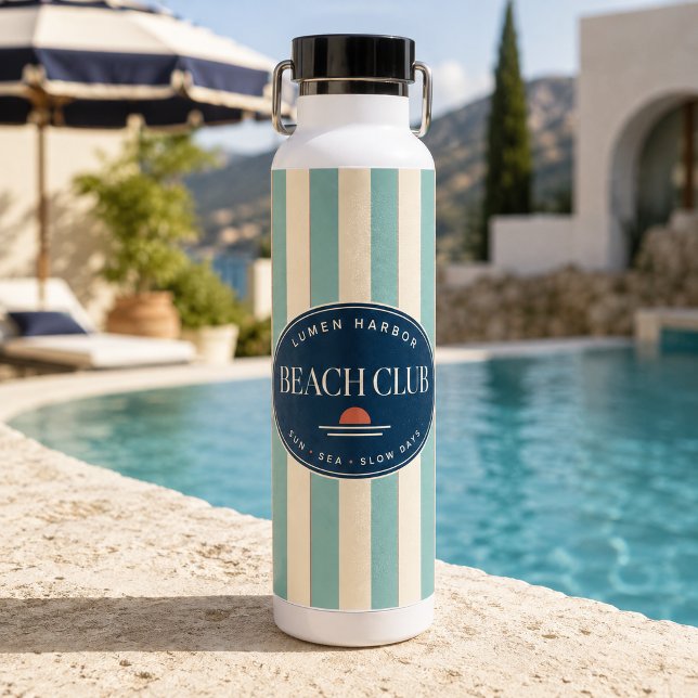 Teal Cabana Stripe Insulated Water Bottle (Creator Uploaded)