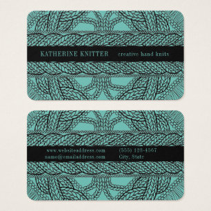 TEAL CABLE KNIT 3.5x2 Business Card