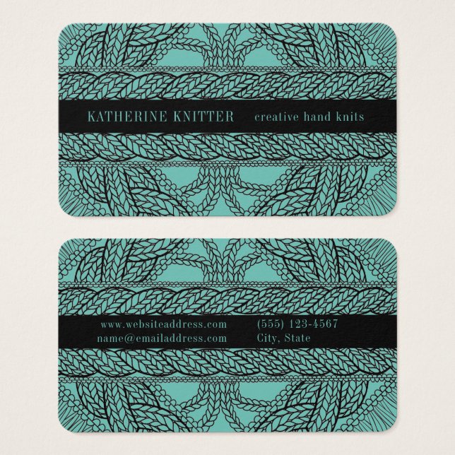 TEAL CABLE KNIT 3.5x2 Business Card (Front & Back)