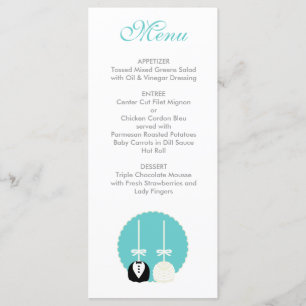 Teal Cake Pop Wedding Menu
