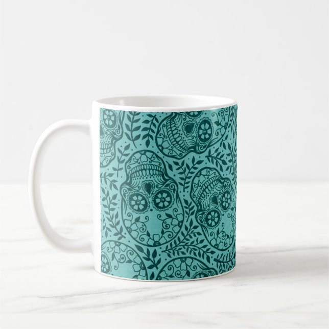 Teal Calaveras  Coffee Mug (Left)