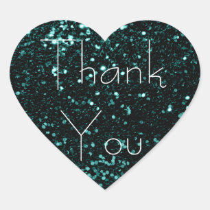 Teal Cali Woodland Glitter Glam Thank You Spark Heart Sticker
