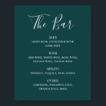 Teal calligraphy script wedding drinks bar menu poster<br><div class="desc">Teal script wedding drinks bar menu poster. Suitable for birthday,  anniversary and any other party. Please contact me if you need additional items.</div>