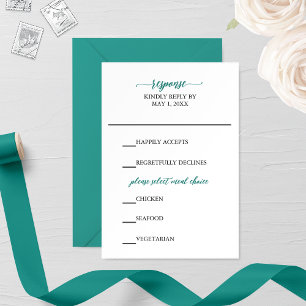 Teal Calligraphy Wedding RSVP Card