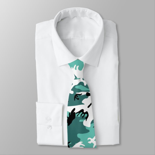 Teal Camo Tie (Tied)