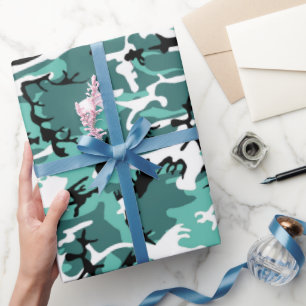 Teal Camo Wrapping Paper