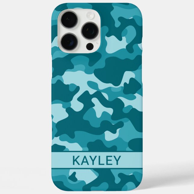 Teal Camouflage Personalised Case-Mate iPhone Case (Back)
