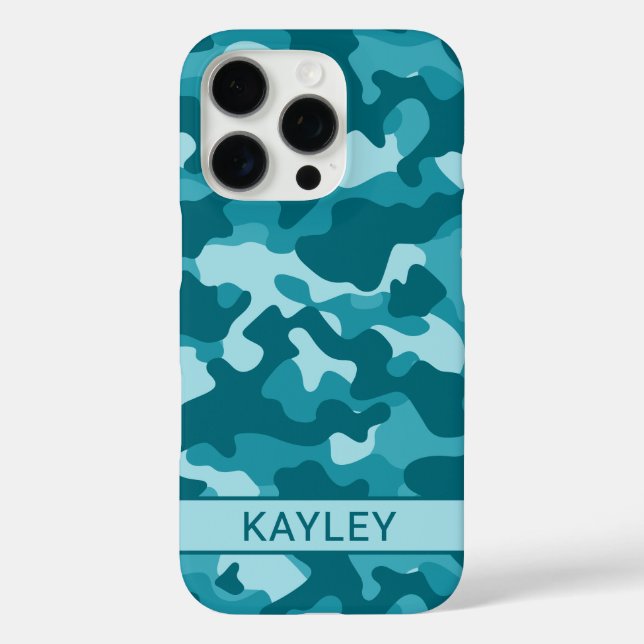 Teal Camouflage Personalised Case-Mate iPhone Case (Back)