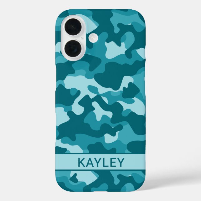 Teal Camouflage Personalized Case-Mate iPhone Case (Back)