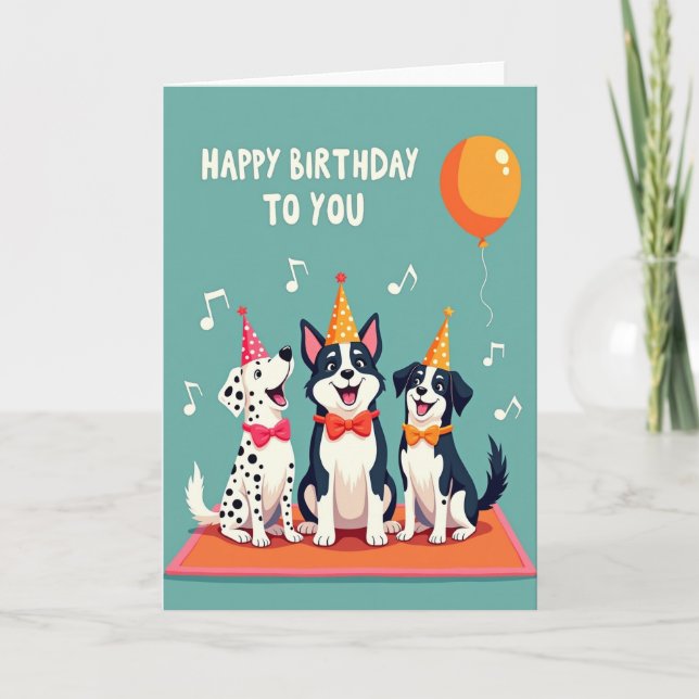 Teal Canine Party Card (Front)