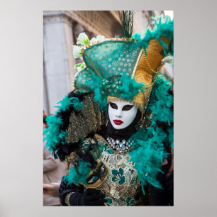 Teal Carnival Costume, Venice Poster