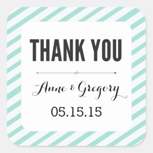 Teal Carnival Stripes Thank You Favour Stickers