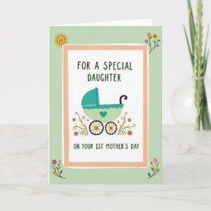 Teal Carriage Mothers Day Card