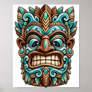 Teal Carved Guardian Poster