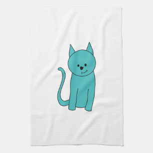 Teal Cat. Tea Towel