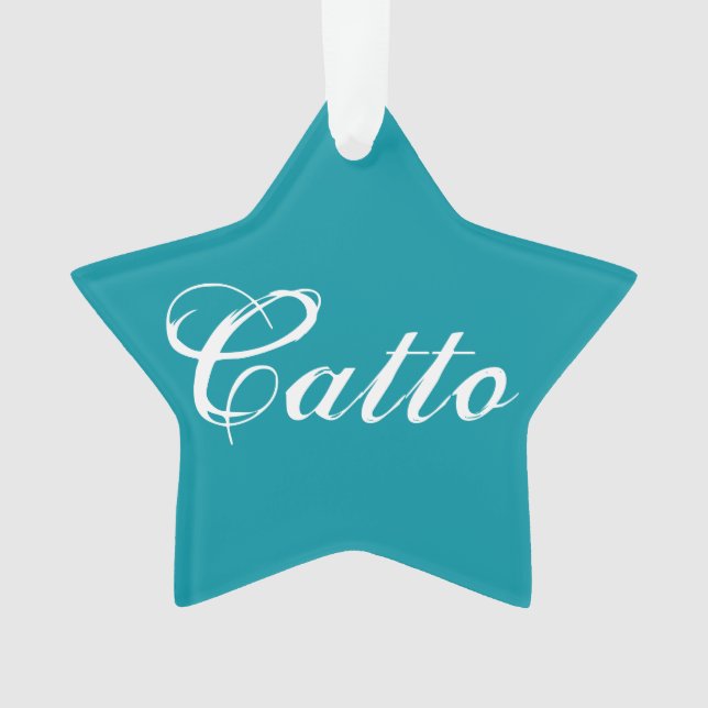 Teal "Catto" Star Ornament (Front)