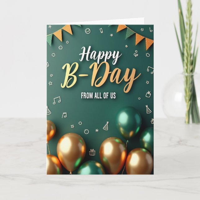 Teal Celebration Birthday Card (Front)