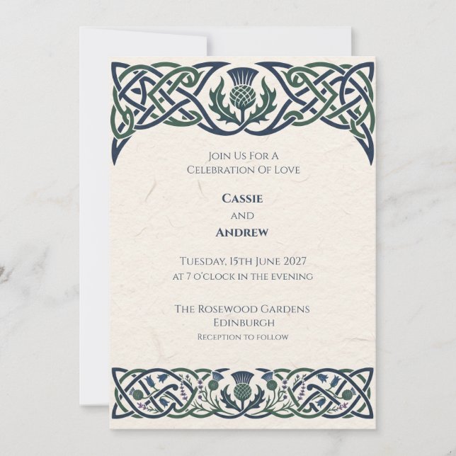 Teal Celtic Knot Wedding Invitation (Front)