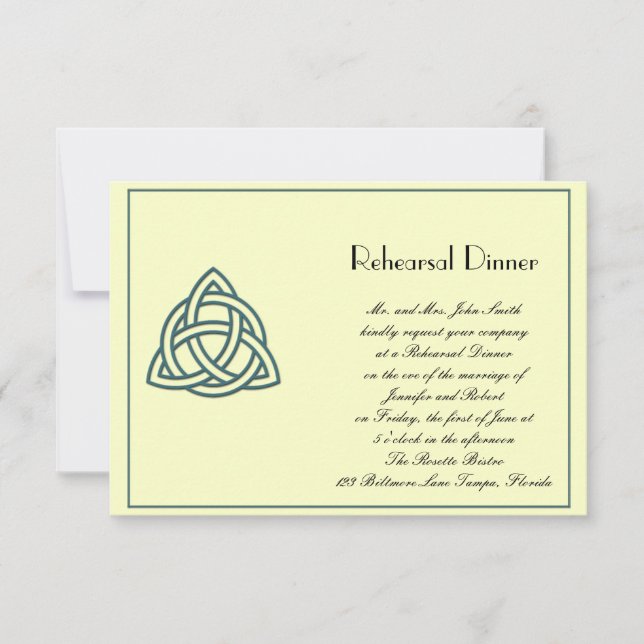 Teal Celtic Knot Wedding Rehearsal Invitation (Front)