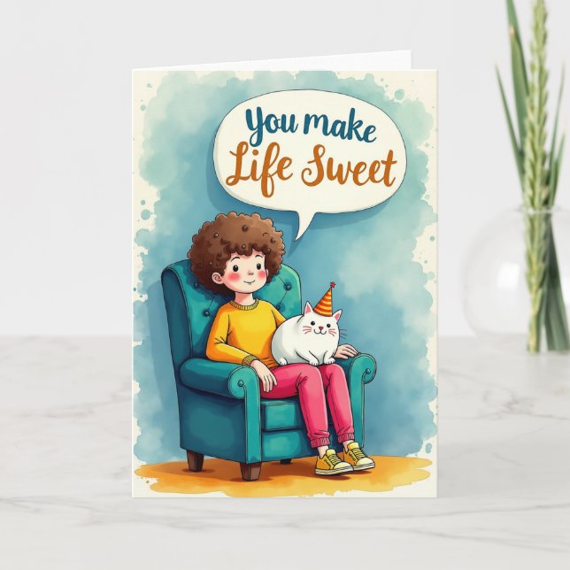 Teal Chair Birthday Wish Card (Front)