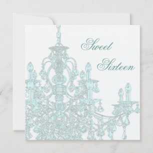 Teal Chandelier Sweet Sixteen Party Invitation