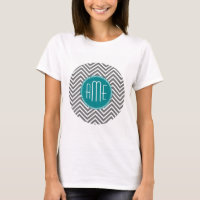 Teal Charcoal Chevrons Custom Monogram