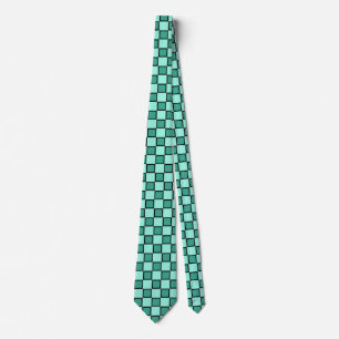 Teal Checkerboard Pattern Tie