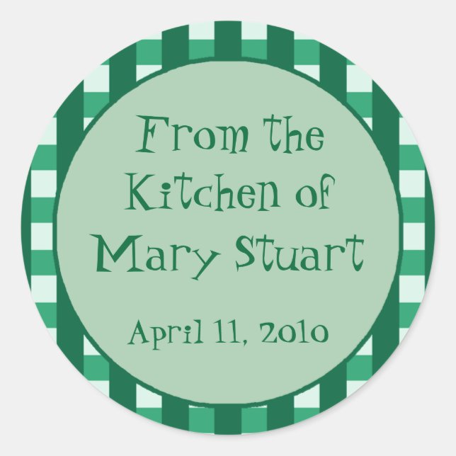 Teal Chequered Border Canning Label Stickers (Front)