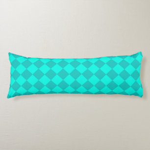 Teal Chequered Diamond Pattern Body Cushion
