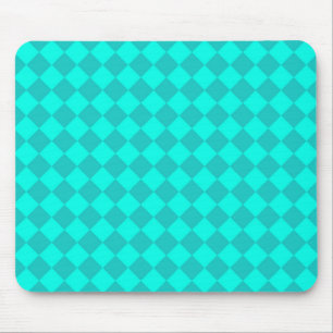 Teal Chequered Diamond Pattern Mouse Mat