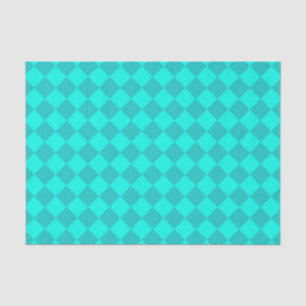 Teal Chequered Diamond Pattern Tissue Paper