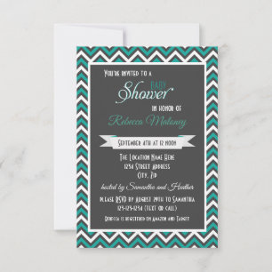 Teal Chevron - 3x5 Baby Shower Invitation