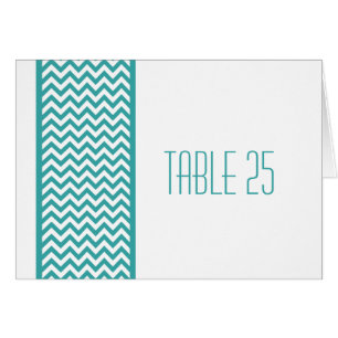 Teal Chevron Border Table Number Card