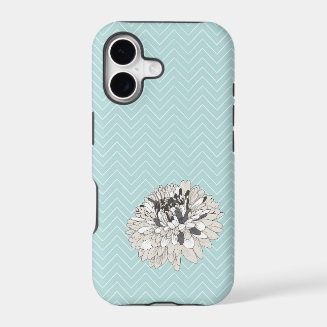 Teal Chevron chrysanthemum pattern iPhone 5 Cover (Back)