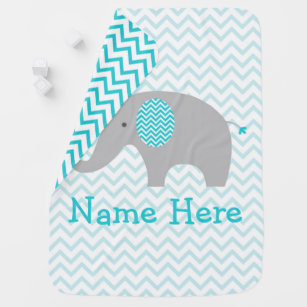 Teal Chevron Elephant Nursery Baby Blanket