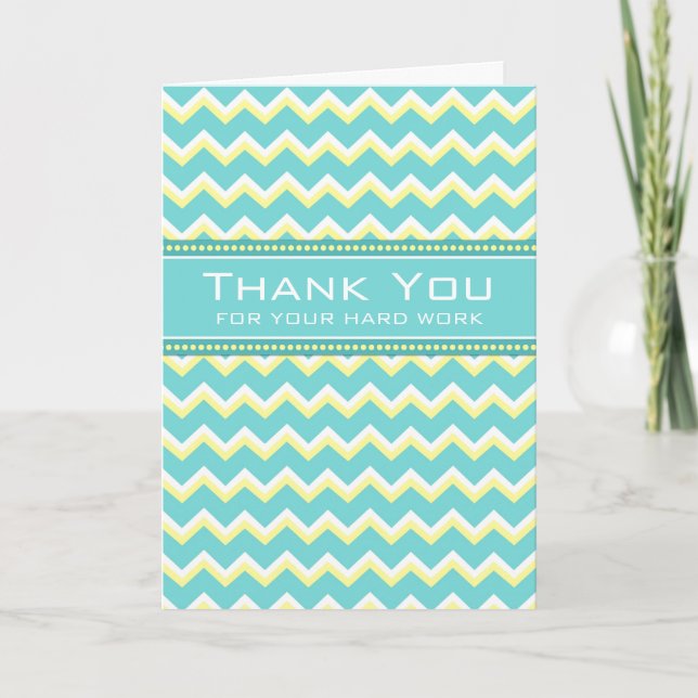 Teal Chevron Employee Anniversary Card (Front)